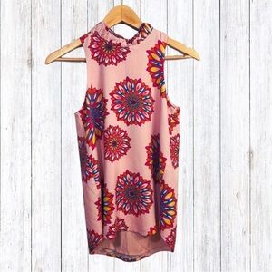 Gibsonlook Hi Sugarplum Cavallo Top Pink Floral Medallion Sleeveless Tank Blouse